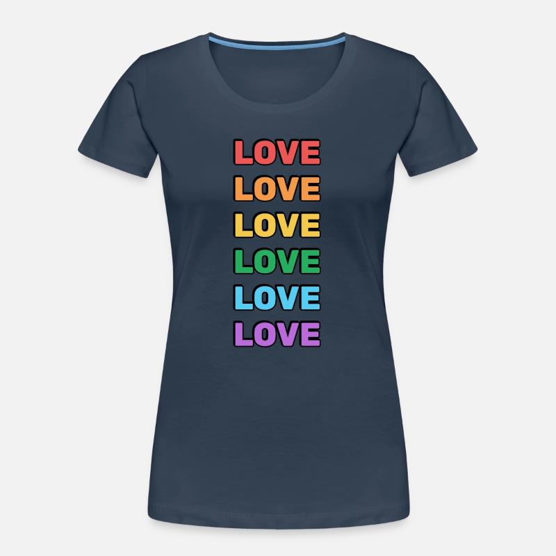 Regenbogen Liebe Wort Muster Frauen Premium Bio T-Shirt