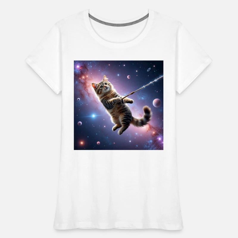 Chat dans l’espace T-shirt bio Premium Femme