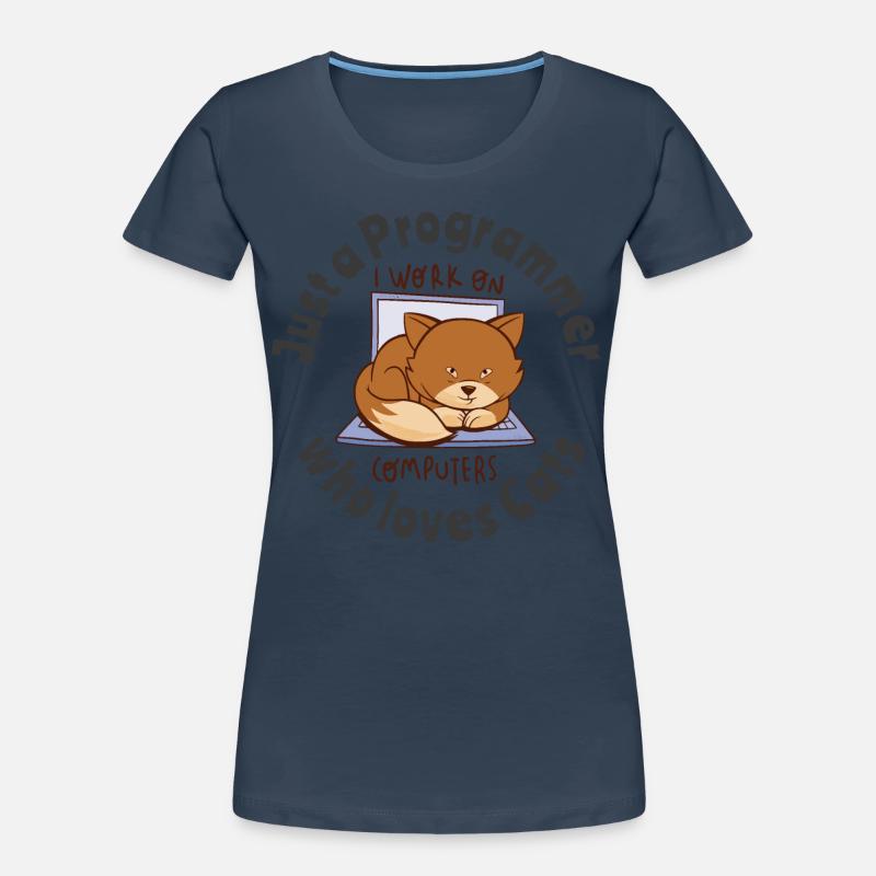 Nur ein Programmierer, der Katzen liebt Frauen Premium Bio T-Shirt