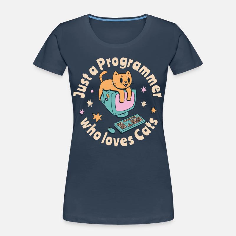 Nur ein Programmierer, der Katzen liebt Frauen Premium Bio T-Shirt