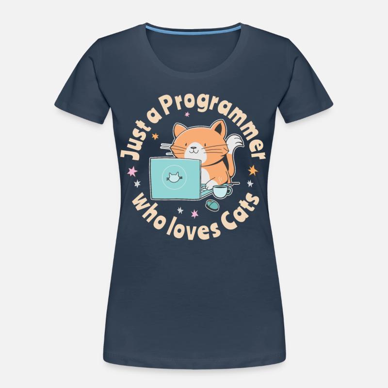 Nur ein Programmierer, der Katzen liebt Frauen Premium Bio T-Shirt