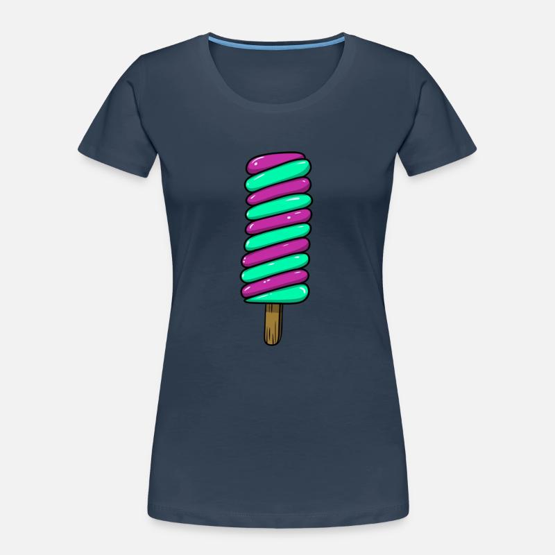Crème glacée | Crème glacée à rayures vert violet | Glace T-shirt bio Premium Femme