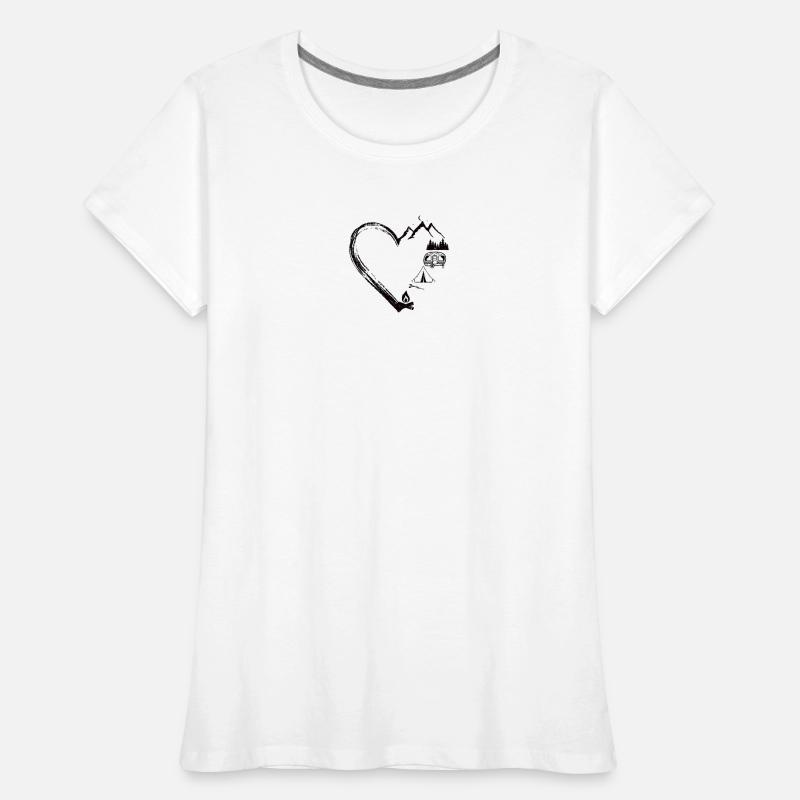 Conception de patch de camping Mountain Heart T-shirt bio Premium Femme