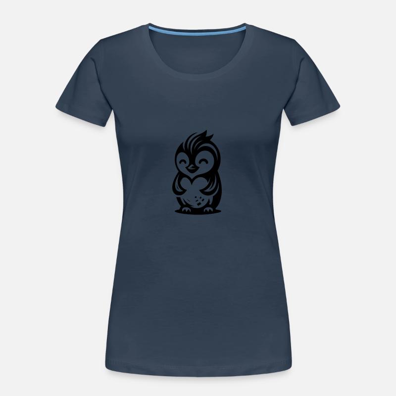Penguin Drawing with Cute Friendly Expression Women's Premium Organic T-Shirt