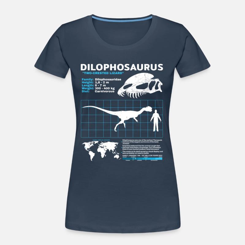 Fiche technique de Dilophosaurus T-shirt bio Premium Femme