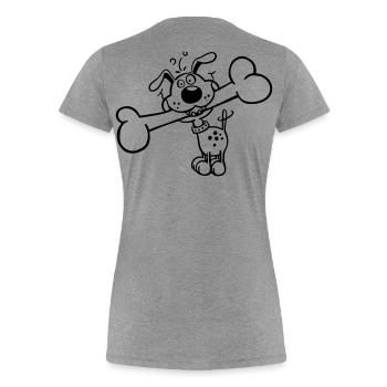 Drôle Chien - T-shirt bio Premium Femme - gris chiné - Dos - Mia (176cm)