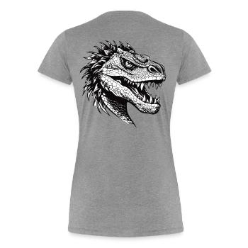 Drachenkopf Illustration schwarz Weiß - Frauen Premium Bio T-Shirt - Grau meliert - Hinten - Mia (176cm)