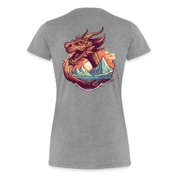 Rêve de dragon légendaire avec panorama de montagne - T-shirt bio Premium Femme - gris chiné - Dos - Mia (176cm)