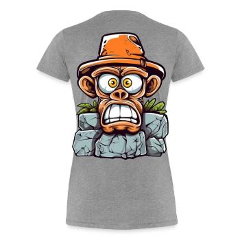 Abenteuerlicher Affen-Charme - Frauen Premium Bio T-Shirt - Grau meliert - Hinten - Mia (176cm)