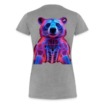 Neon-Hirschkäfer Design - Frauen Premium Bio T-Shirt - Grau meliert - Hinten - Mia (176cm)