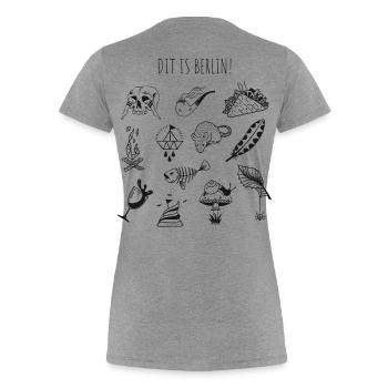 DIT IS BERLIN! - Frauen Premium Bio T-Shirt - Grau meliert - Hinten - Mia (176cm)