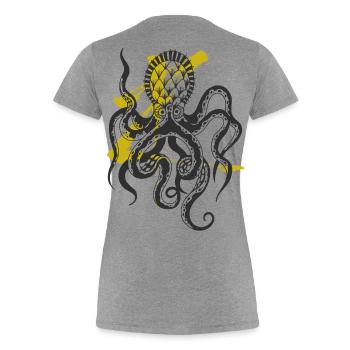 Kraken / Tintenfisch / Meeresungeheuer / Oktopus - Frauen Premium Bio T-Shirt - Grau meliert - Hinten - Mia (176cm)