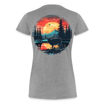 Belle conception de la nature avec des cerfs dans la forêt - T-shirt bio Premium Femme - gris chiné - Dos - Mia (176cm)