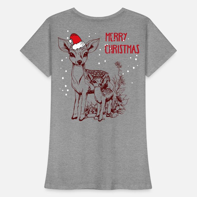 Cerf de Noël avec faon T-shirt bio Premium Femme