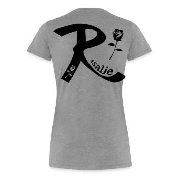 Rosalie - Frauen Premium Bio T-Shirt - Grau meliert - Hinten - Mia (176cm)