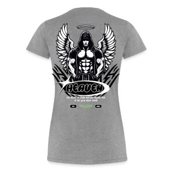 Heaven's Guardian Engel - Streetwear Graphic - Frauen Premium Bio T-Shirt - Grau meliert - Hinten - Mia (176cm)