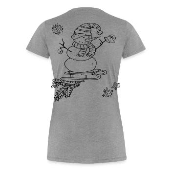 Snowman with Sleigh Christmas - Women's Premium Organic T-Shirt - heather grey - Back - Mia (176cm)