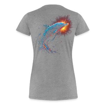 Delfin - Frauen Premium Bio T-Shirt - Grau meliert - Hinten - Mia (176cm)