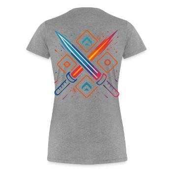 Gaming Swords Neon - T-shirt bio Premium Femme - gris chiné - Dos - Mia (176cm)