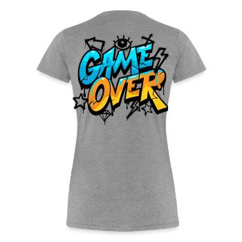 Game Over Graffiti Neon Gradient - Frauen Premium Bio T-Shirt - Grau meliert - Hinten - Mia (176cm)