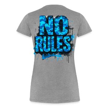 No Rules Urban Graffiti Street Design - Frauen Premium Bio T-Shirt - Grau meliert - Hinten - Mia (176cm)