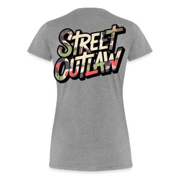 Street Outlaw Camo Design für Streetwear Fans - Frauen Premium Bio T-Shirt - Grau meliert - Hinten - Mia (176cm)