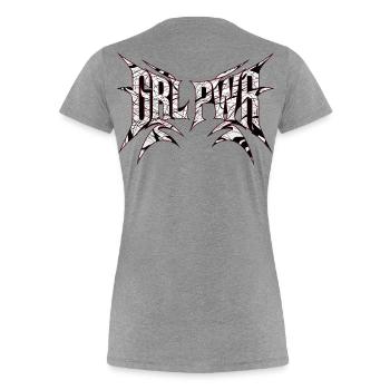 GRLPWR für Frauen in der Tuning Szene - Frauen Premium Bio T-Shirt - Grau meliert - Hinten - Mia (176cm)