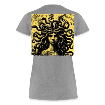 Hard techno rave outfit - Méduse industrial techno - Women's Premium Organic T-Shirt - heather grey - Back - Mia (176cm)