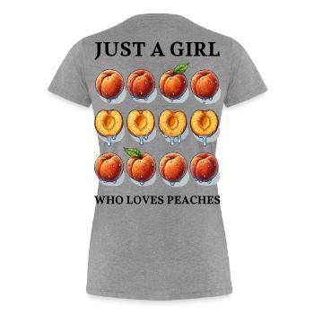 JUST A GIRL WHO LOVES PEACHES - Peach - Women's Premium Organic T-Shirt - heather grey - Back - Mia (176cm)