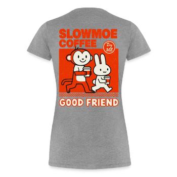 Slowmoe Coffee Friends Cartoon - Women's Premium Organic T-Shirt - heather grey - Back - Mia (176cm)