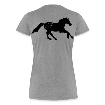 Tigerschecke  Appaloosa  Pferd Noriker Reiten - Frauen Premium Bio T-Shirt - Grau meliert - Hinten - Mia (176cm)