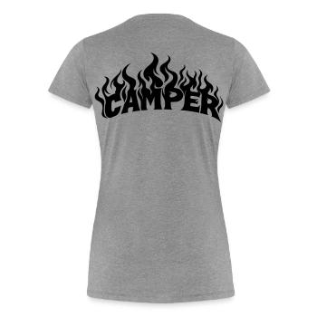 Camper Flammen - Frauen Premium Bio T-Shirt - Grau meliert - Hinten - Mia (176cm)