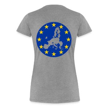 „Europäische Union“ Europa Karte Sterne gelb blau - Frauen Premium Bio T-Shirt - Grau meliert - Hinten - Mia (176cm)