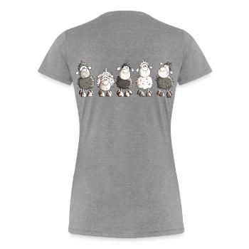 Funny Sheep - Schaf - Schafe - Frauen Premium Bio T-Shirt - Grau meliert - Hinten - Mia (176cm)