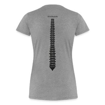 Würdesäule - Wirbelsäule, diverse Sprachen - Frauen Premium Bio T-Shirt - Grau meliert - Hinten - Mia (176cm)