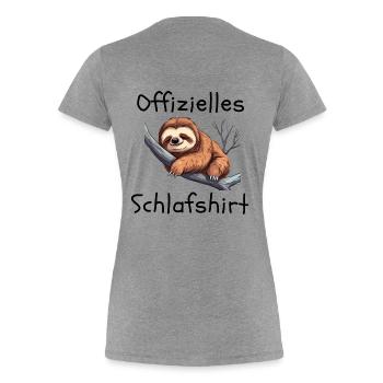 Offizielles Schlafshirt mit süßem Faultier - Frauen Premium Bio T-Shirt - Grau meliert - Hinten - Mia (176cm)
