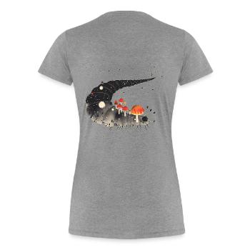 Surreal Caterpillar with Toadstools - Forest Motif - Women's Premium Organic T-Shirt - heather grey - Back - Mia (176cm)