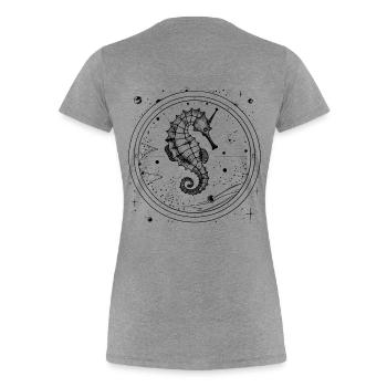 Vintage Space Nautical Design Seahorse - Women's Premium Organic T-Shirt - heather grey - Back - Mia (176cm)