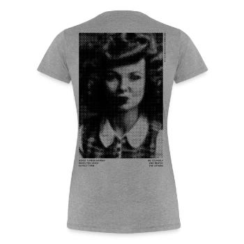 Vintage Girl No 1 par Clarissa Black 2023 - T-shirt bio Premium Femme - gris chiné - Dos - Mia (176cm)