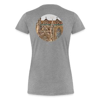 1255 Matthias Church Budapest - Frauen Premium Bio T-Shirt - Grau meliert - Hinten - Mia (176cm)