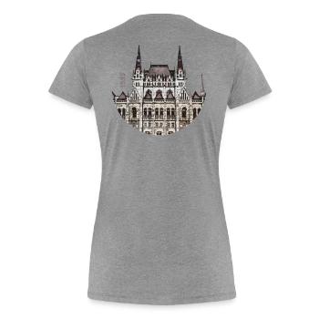 1885 Hungarian Parliament Building - Frauen Premium Bio T-Shirt - Grau meliert - Hinten - Mia (176cm)