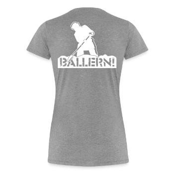 putzer - Frauen Premium Bio T-Shirt - Grau meliert - Hinten - Mia (176cm)