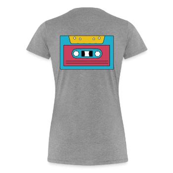 Kassette - Frauen Premium Bio T-Shirt - Grau meliert - Hinten - Mia (176cm)