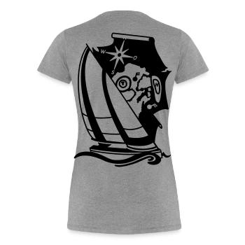 Sailing Yacht Sailing Ship with Compass Nautical Chart Sailing - Women's Premium Organic T-Shirt - heather grey - Back - Mia (176cm)