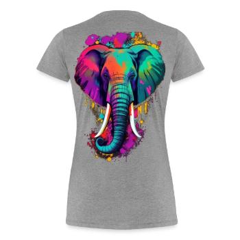 Elefant - Frauen Premium Bio T-Shirt - Grau meliert - Hinten - Mia (176cm)
