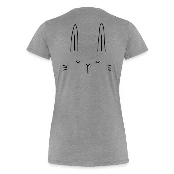 Idée cadeau visage de lapin lapin - T-shirt bio Premium Femme - gris chiné - Dos - Mia (176cm)
