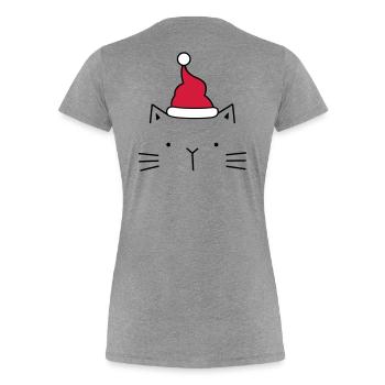 Cat Santa Claus Christmas hat Christmas - Women's Premium Organic T-Shirt - heather grey - Back - Mia (176cm)
