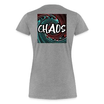 CHAOS - Frauen Premium Bio T-Shirt - Grau meliert - Hinten - Mia (176cm)