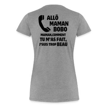 Mama, Super-Mama, Mutter und Sohn - Frauen Premium Bio T-Shirt - Grau meliert - Hinten - Mia (176cm)