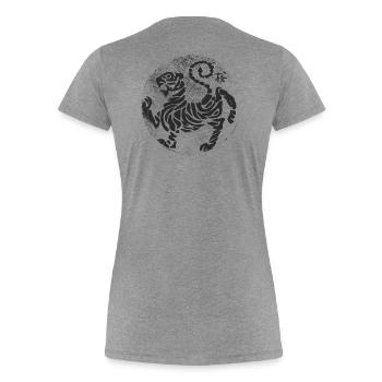 Tora No Maki (noir) - T-shirt bio Premium Femme - gris chiné - Dos - Mia (176cm)